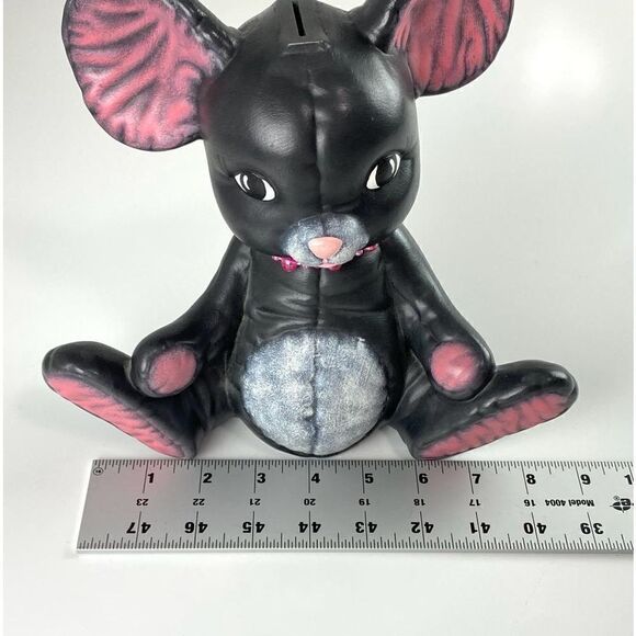 Vintage Ceramic Bunny Piggy Bank 9in W x 9in H x 4in D Black Rare!! BV0611 - Picture 8 of 8